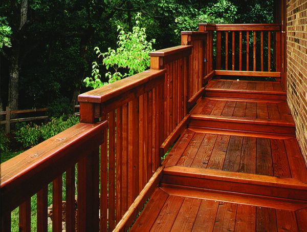 redwood deck and wood fencing